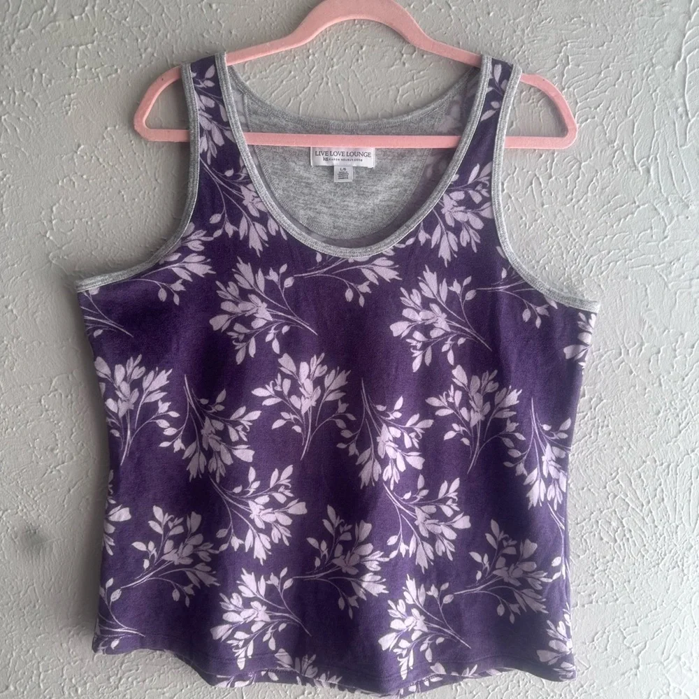 Karen Neuburger Purple and Gray Floral Pajama.size L. Ultra soft sleeping shirt